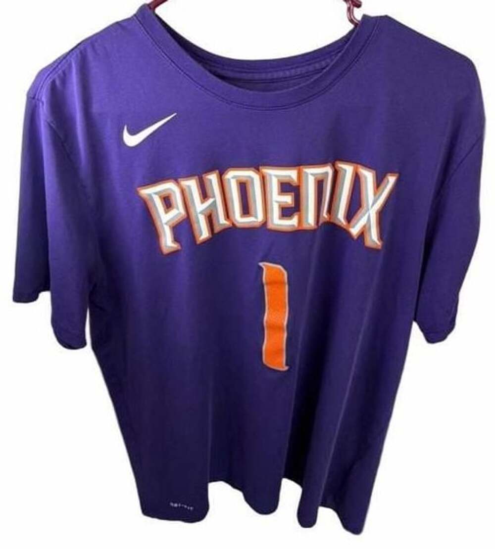 Nike Phoenix Suns Devin Booker #1 Purple Name and Number Dri-FIT T-Shirt Large